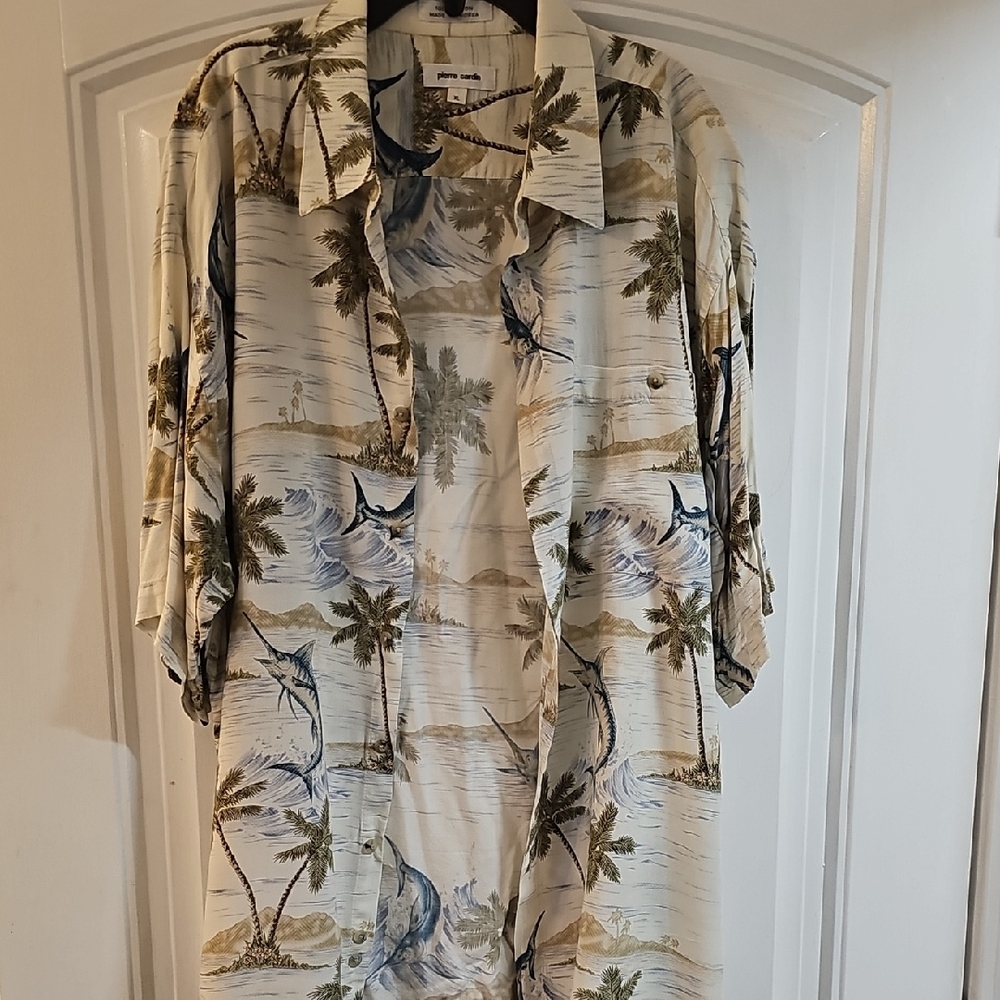 Pierre Cardin Men's Tropical Print Shirt - Cream